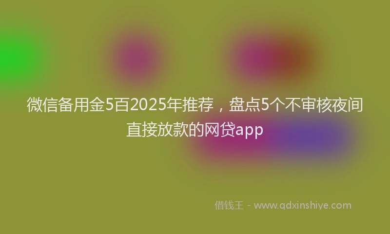微信备用金5百2025年推荐，盘点5个不审核夜间直接放款的网贷app