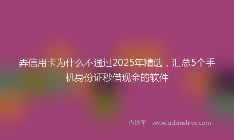 弄信用卡为什么不通过2025年精选，汇总5个手机身份证秒借现金的软件