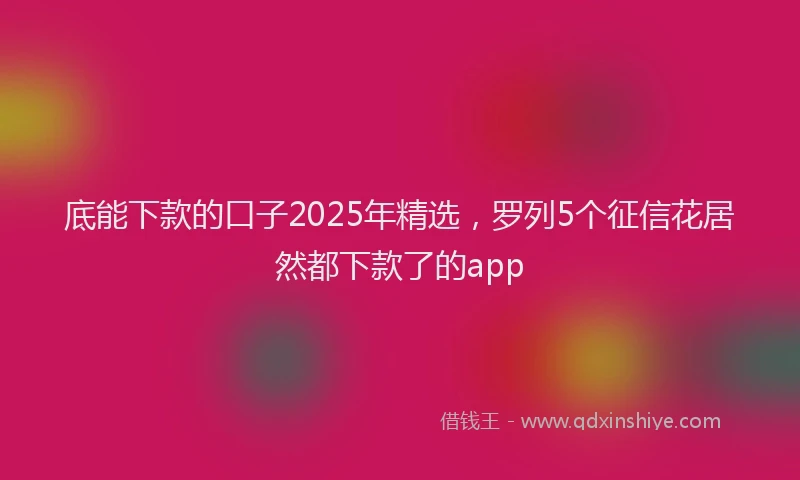 底能下款的口子2025年精选，罗列5个征信花居然都下款了的app