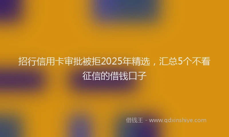 招行信用卡审批被拒2025年精选，汇总5个不看征信的借钱口子