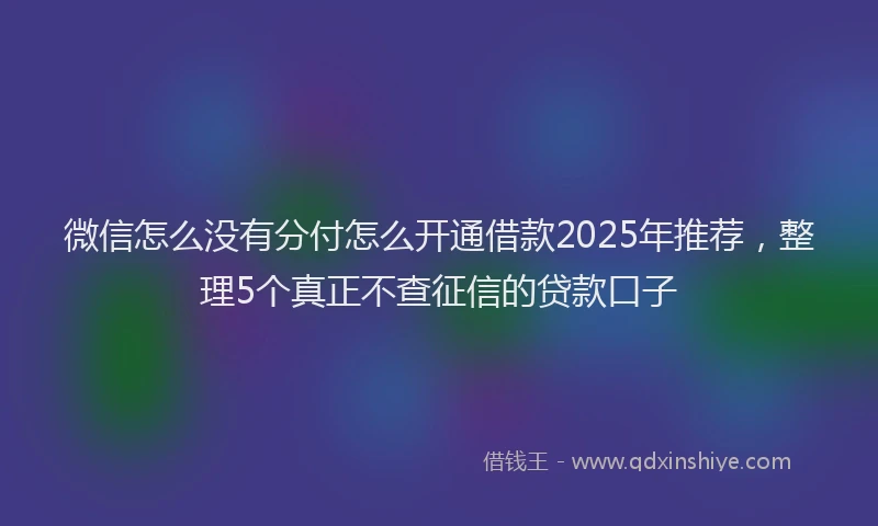 微信怎么没有分付怎么开通借款2025年推荐，整理5个真正不查征信的贷款口子