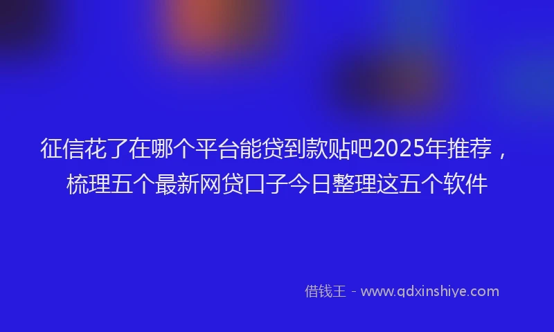 征信花了在哪个平台能贷到款贴吧2025年推荐，梳理五个最新网贷口子今日整理这五个软件