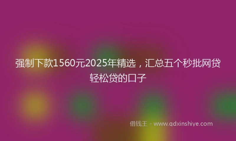 强制下款1560元2025年精选，汇总五个秒批网贷轻松贷的口子