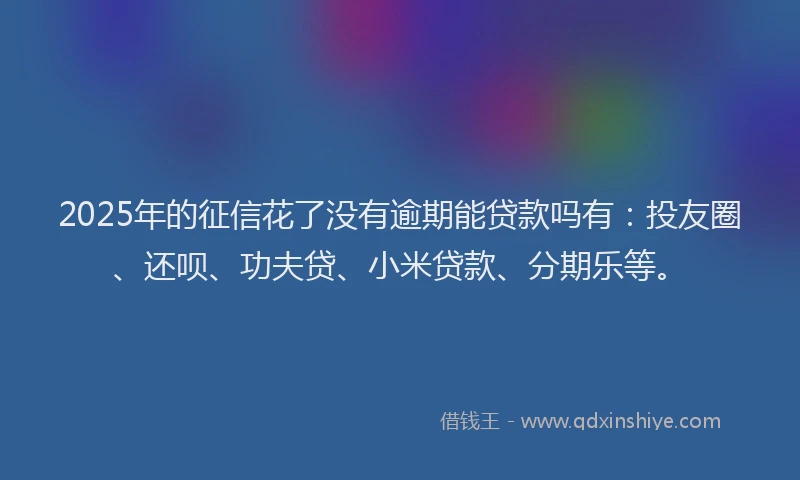 2025年的征信花了没有逾期能贷款吗有：投友圈、还呗、功夫贷、小米贷款、分期乐等。
