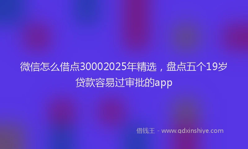 微信怎么借点30002025年精选，盘点五个19岁贷款容易过审批的app