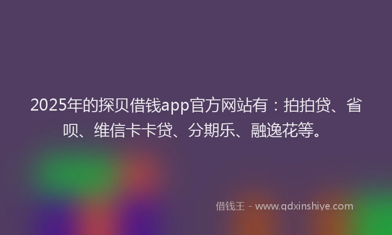 2025年的探贝借钱app官方网站有：拍拍贷、省呗、维信卡卡贷、分期乐、融逸花等。