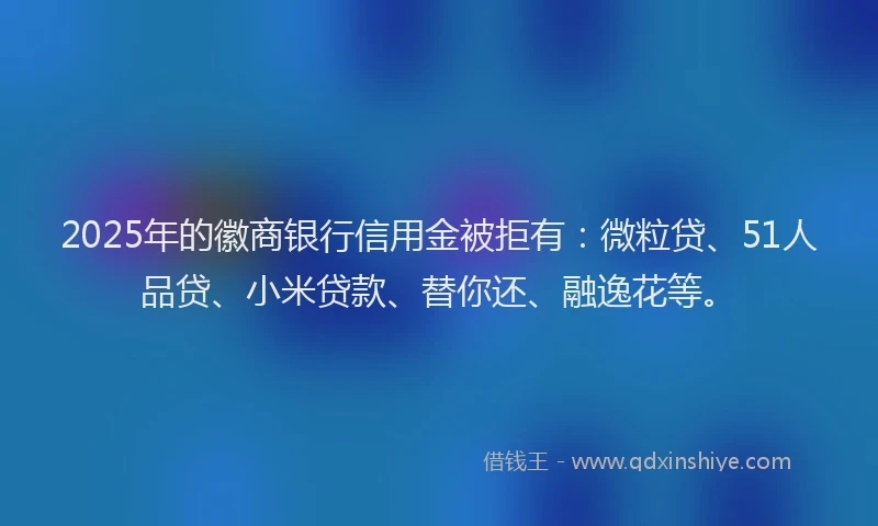 2025年的徽商银行信用金被拒有：微粒贷、51人品贷、小米贷款、替你还、融逸花等。