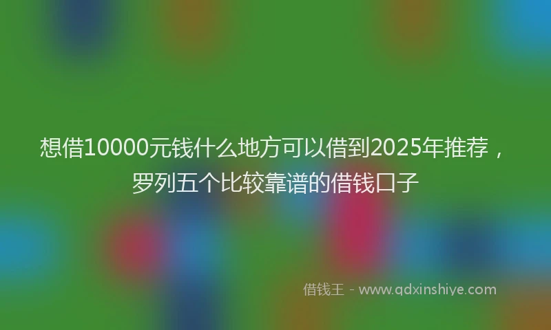 想借10000元钱什么地方可以借到2025年推荐，罗列五个比较靠谱的借钱口子