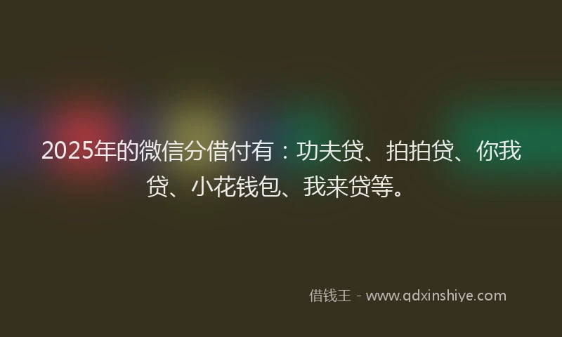 2025年的微信分借付有：功夫贷、拍拍贷、你我贷、小花钱包、我来贷等。