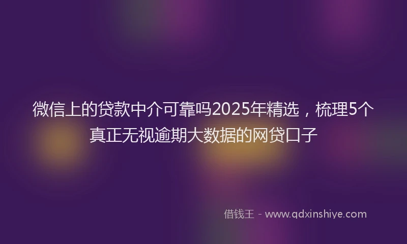 微信上的贷款中介可靠吗2025年精选，梳理5个真正无视逾期大数据的网贷口子