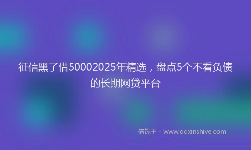 征信黑了借50002025年精选，盘点5个不看负债的长期网贷平台