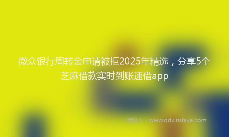 微众银行周转金申请被拒2025年精选，分享5个芝麻借款实时到账速借app