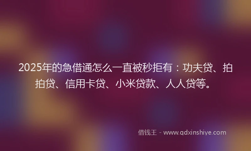 2025年的急借通怎么一直被秒拒有：功夫贷、拍拍贷、信用卡贷、小米贷款、人人贷等。