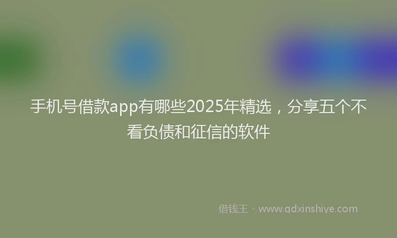 手机号借款app有哪些2025年精选，分享五个不看负债和征信的软件