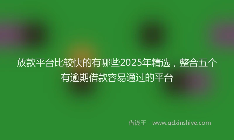 放款平台比较快的有哪些2025年精选，整合五个有逾期借款容易通过的平台