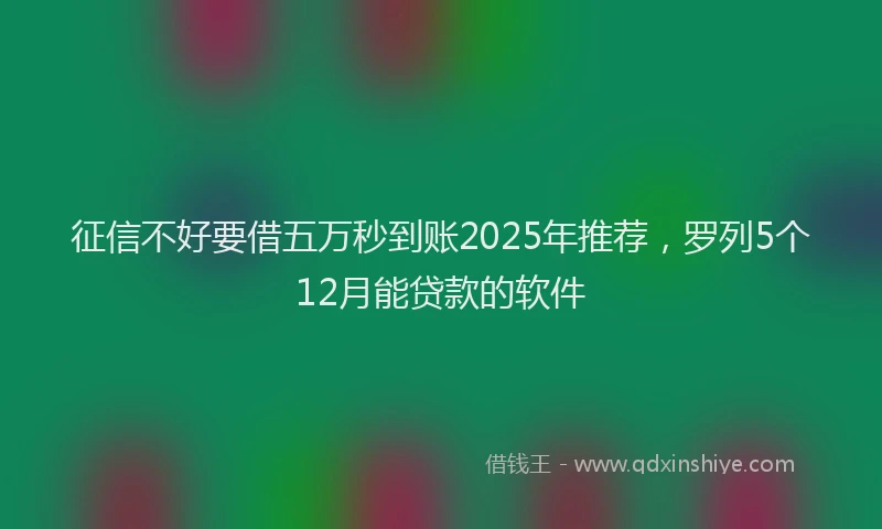 征信不好要借五万秒到账2025年推荐，罗列5个12月能贷款的软件