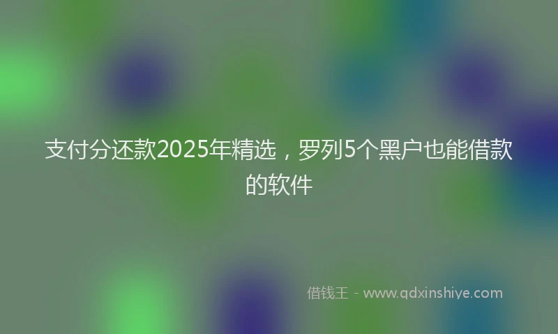 支付分还款2025年精选，罗列5个黑户也能借款的软件