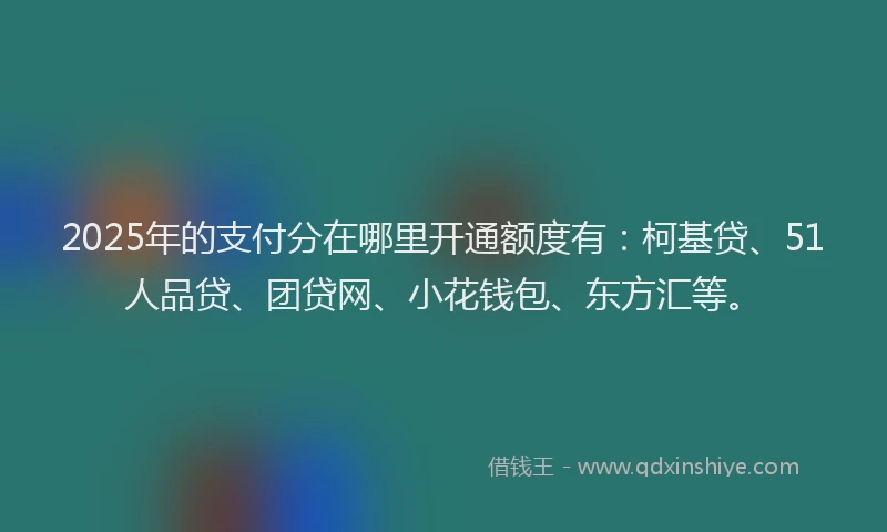 2025年的支付分在哪里开通额度有：柯基贷、51人品贷、团贷网、小花钱包、东方汇等。