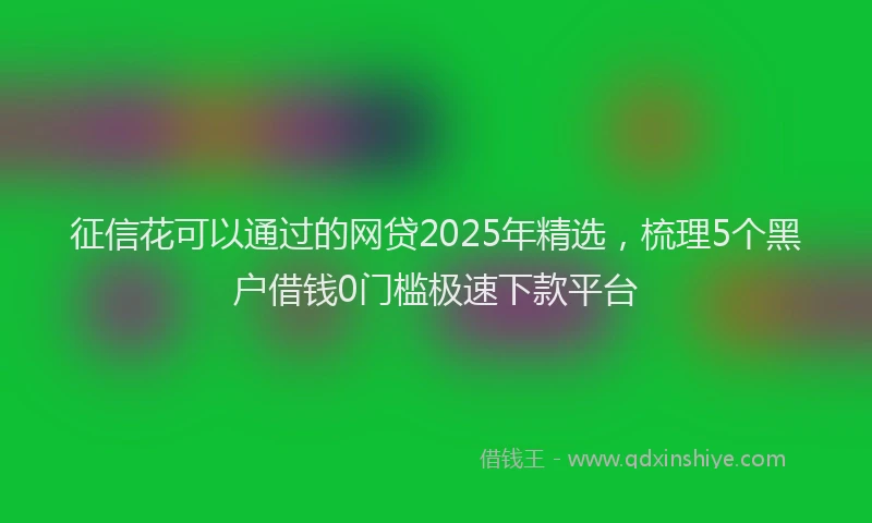 征信花可以通过的网贷2025年精选，梳理5个黑户借钱0门槛极速下款平台