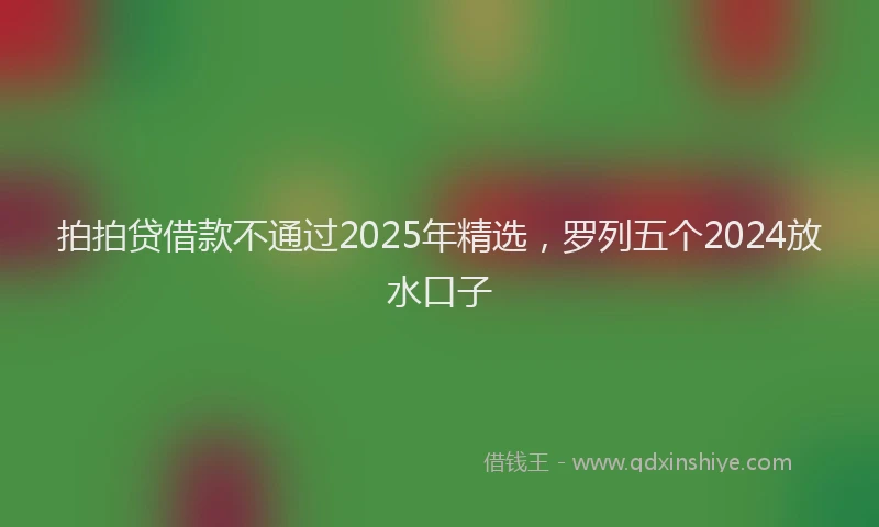 拍拍贷借款不通过2025年精选，罗列五个2024放水口子
