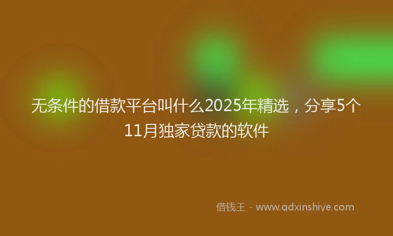 无条件的借款平台叫什么2025年精选，分享5个11月独家贷款的软件