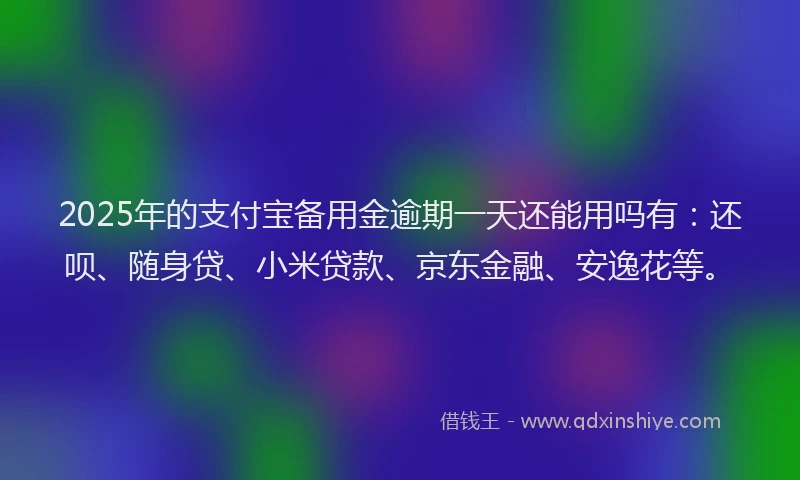 2025年的支付宝备用金逾期一天还能用吗有：还呗、随身贷、小米贷款、京东金融、安逸花等。