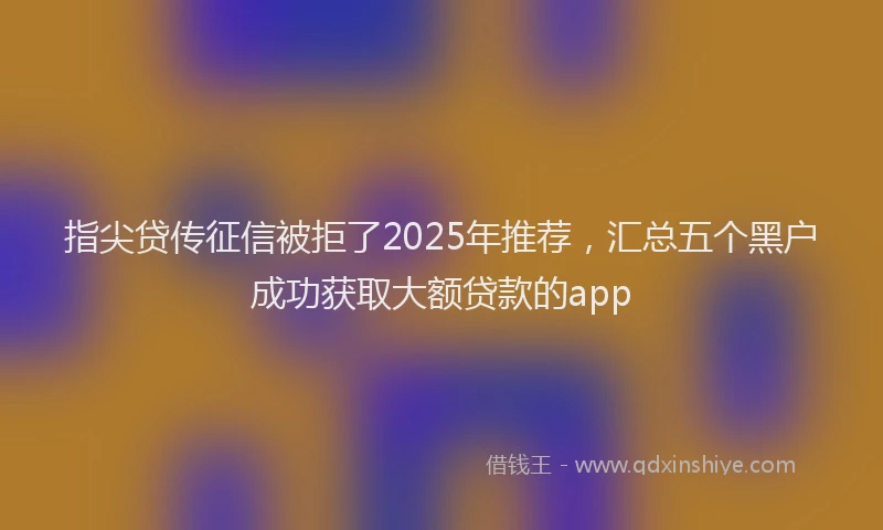 指尖贷传征信被拒了2025年推荐，汇总五个黑户成功获取大额贷款的app
