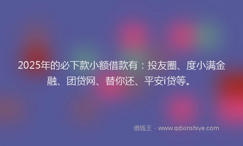 2025年的必下款小额借款有：投友圈、度小满金融、团贷网、替你还、平安i贷等。