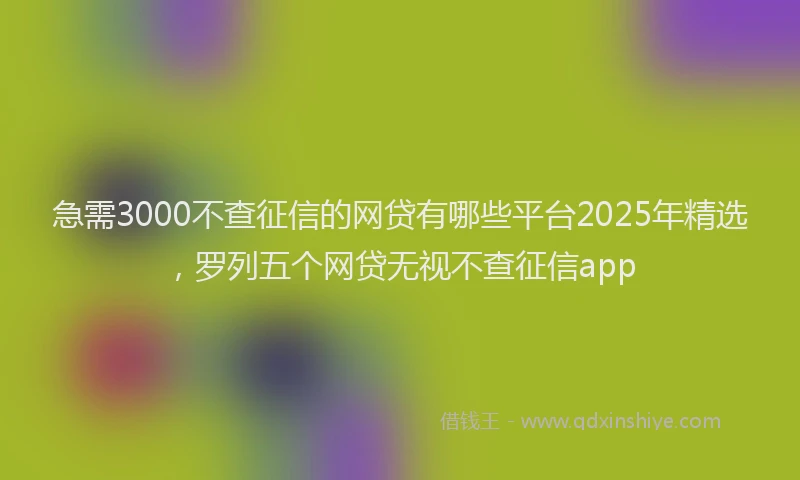 急需3000不查征信的网贷有哪些平台2025年精选，罗列五个网贷无视不查征信app