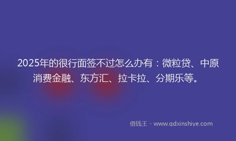 2025年的很行面签不过怎么办有：微粒贷、中原消费金融、东方汇、拉卡拉、分期乐等。