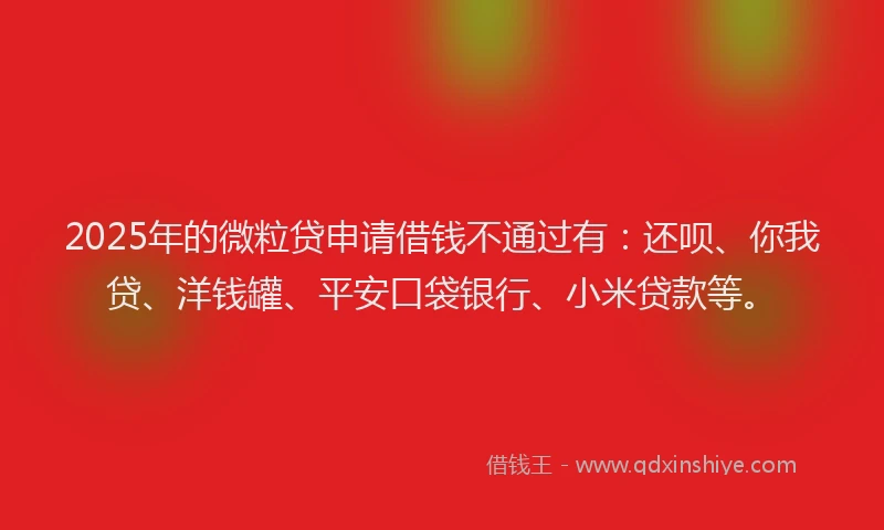 2025年的微粒贷申请借钱不通过有：还呗、你我贷、洋钱罐、平安口袋银行、小米贷款等。