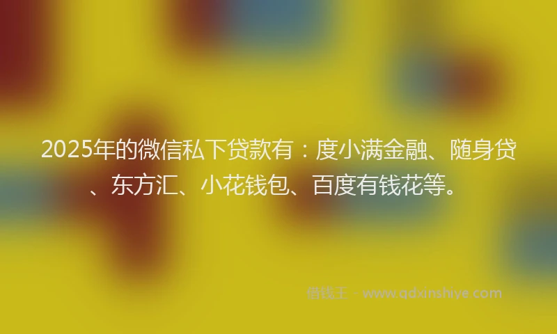 2025年的微信私下贷款有：度小满金融、随身贷、东方汇、小花钱包、百度有钱花等。
