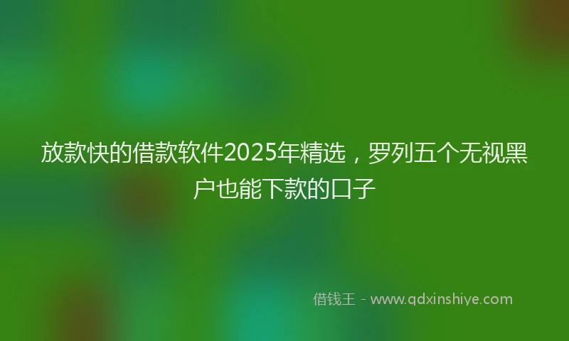 放款快的借款软件2025年精选，罗列五个无视黑户也能下款的口子