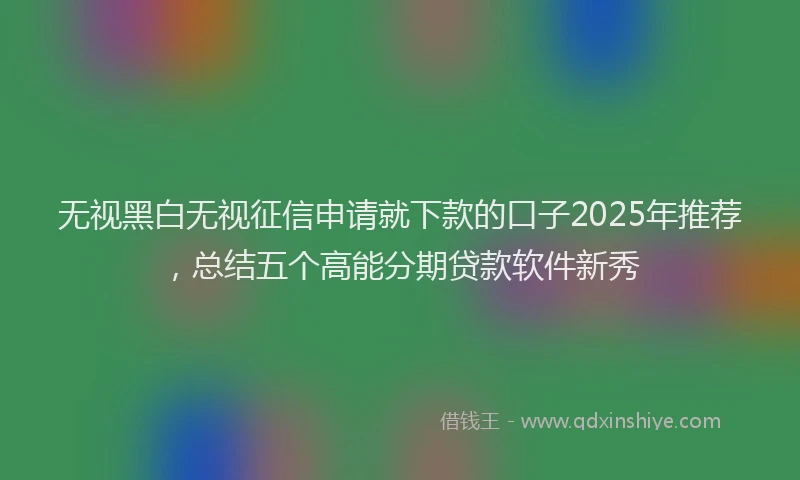 无视黑白无视征信申请就下款的口子2025年推荐，总结五个高能分期贷款软件新秀