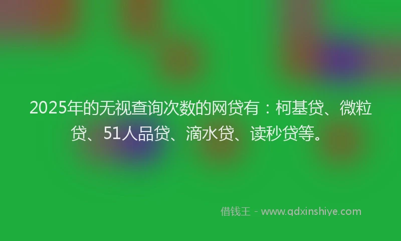 2025年的无视查询次数的网贷有：柯基贷、微粒贷、51人品贷、滴水贷、读秒贷等。