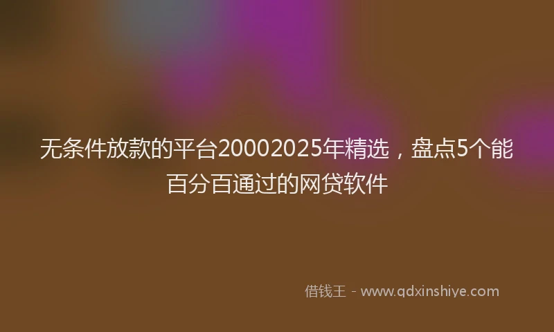 无条件放款的平台20002025年精选，盘点5个能百分百通过的网贷软件