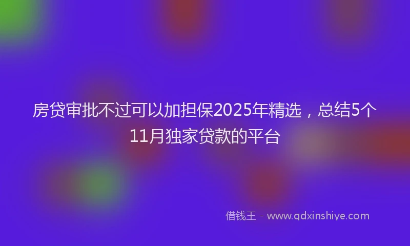 房贷审批不过可以加担保2025年精选，总结5个11月独家贷款的平台