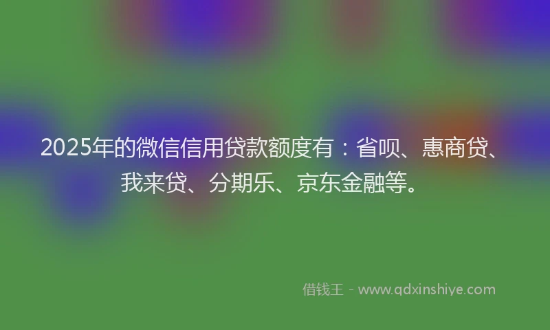 2025年的微信信用贷款额度有：省呗、惠商贷、我来贷、分期乐、京东金融等。