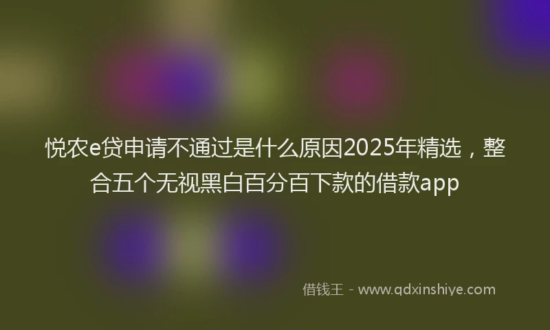 悦农e贷申请不通过是什么原因2025年精选，整合五个无视黑白百分百下款的借款app