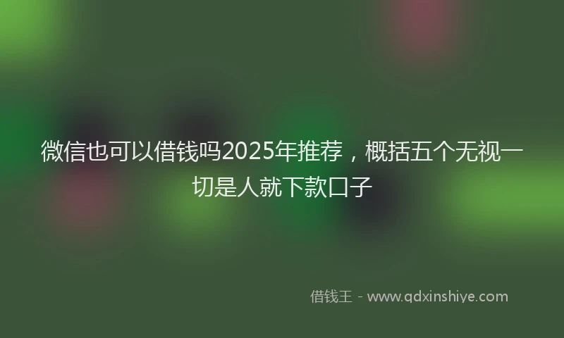 微信也可以借钱吗2025年推荐，概括五个无视一切是人就下款口子