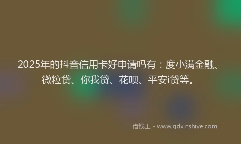 2025年的抖音信用卡好申请吗有：度小满金融、微粒贷、你我贷、花呗、平安i贷等。