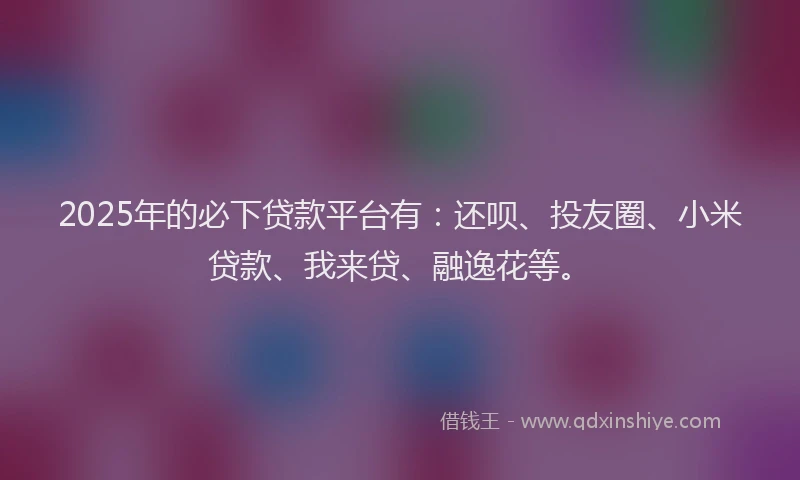 2025年的必下贷款平台有：还呗、投友圈、小米贷款、我来贷、融逸花等。