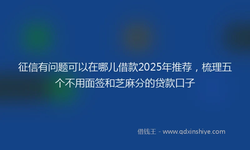 征信有问题可以在哪儿借款2025年推荐，梳理五个不用面签和芝麻分的贷款口子