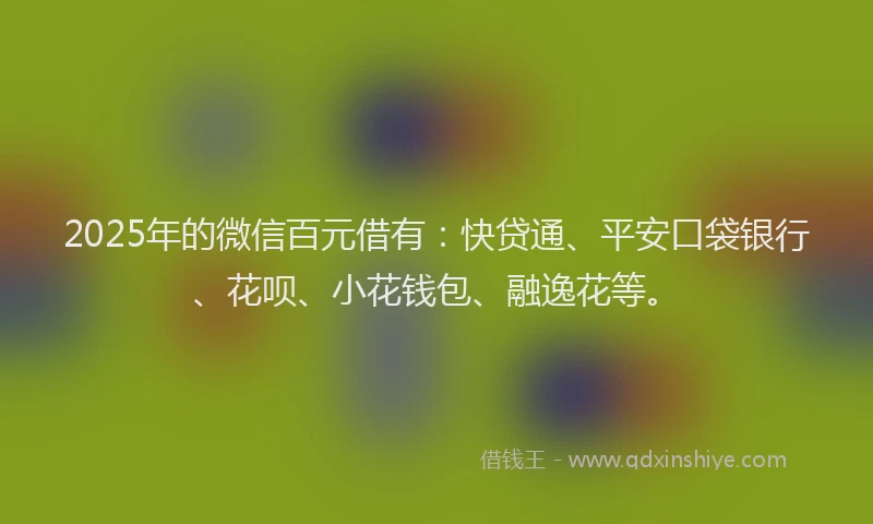2025年的微信百元借有：快贷通、平安口袋银行、花呗、小花钱包、融逸花等。
