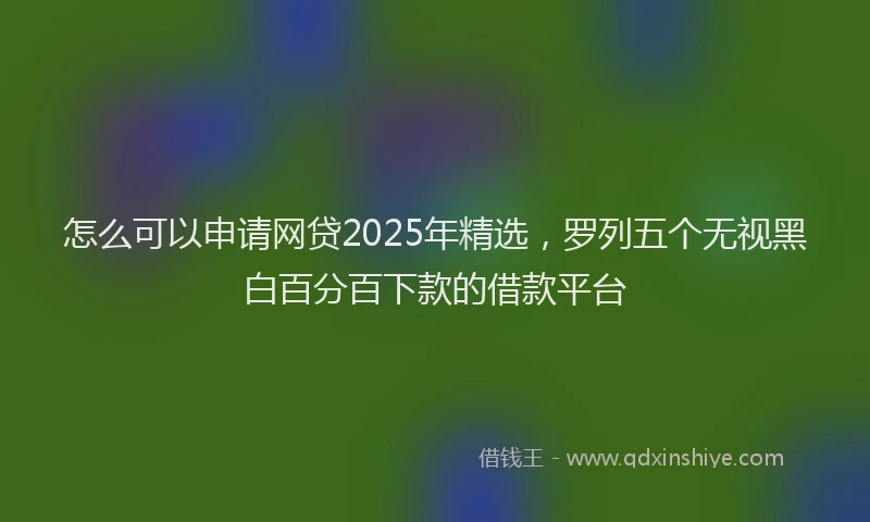 怎么可以申请网贷2025年精选，罗列五个无视黑白百分百下款的借款平台