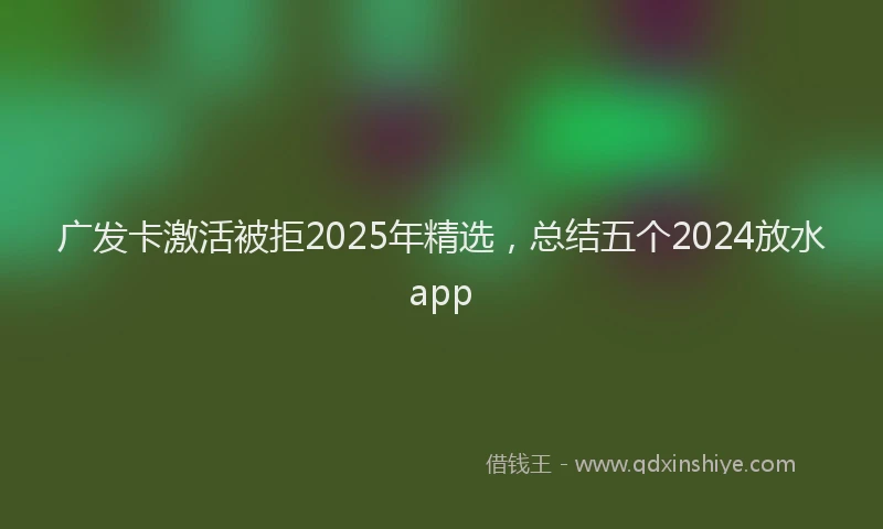 广发卡激活被拒2025年精选，总结五个2024放水app