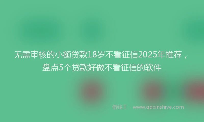 无需审核的小额贷款18岁不看征信2025年推荐，盘点5个贷款好做不看征信的软件