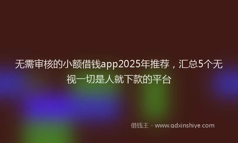 无需审核的小额借钱app2025年推荐，汇总5个无视一切是人就下款的平台