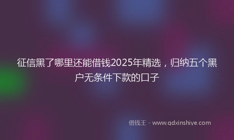 征信黑了哪里还能借钱2025年精选，归纳五个黑户无条件下款的口子