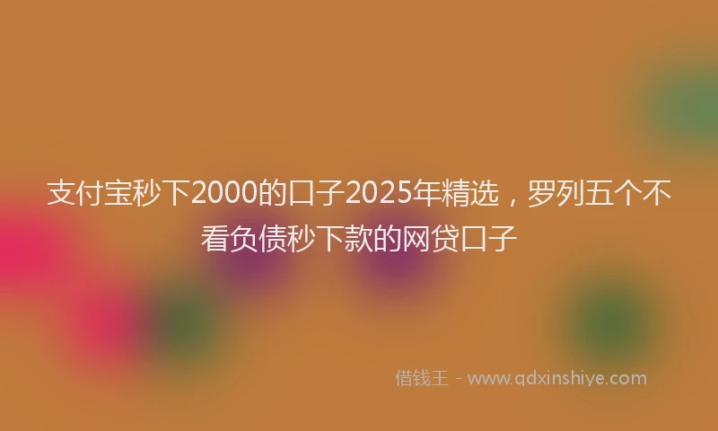 支付宝秒下2000的口子2025年精选，罗列五个不看负债秒下款的网贷口子